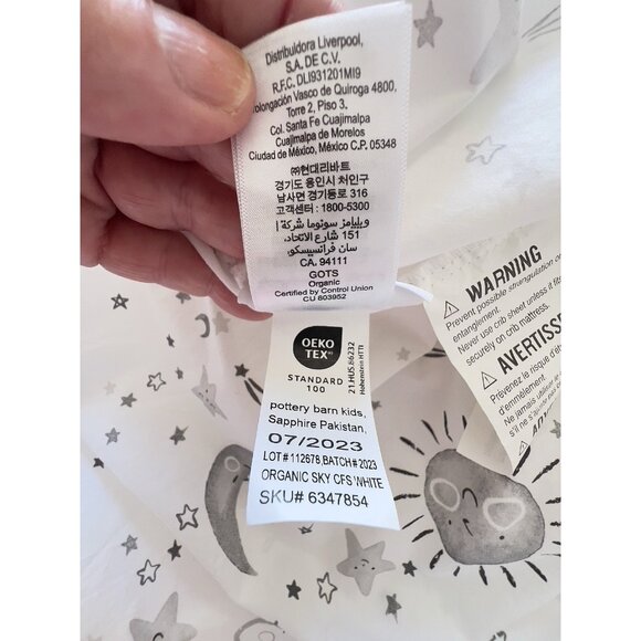 POTTERY BARN KIDS Crib Cot Fitted Sheet Lot/2 100% Organic Cotton Stars Sun Gray - Picture 8 of 16
